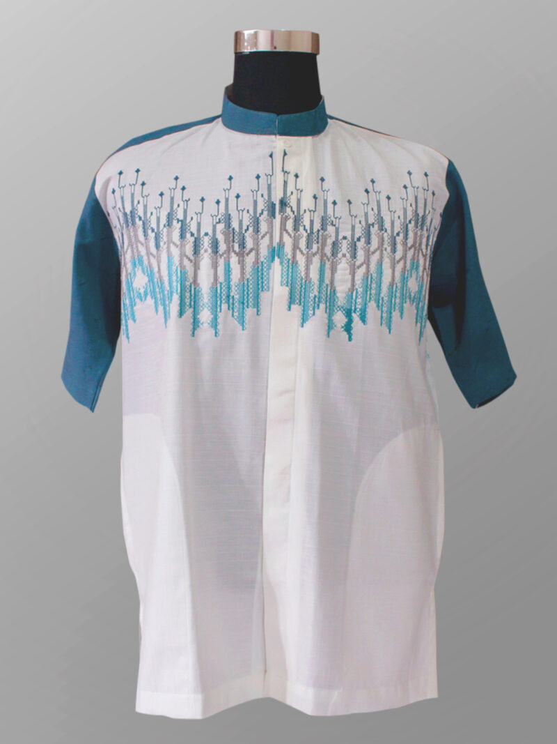 Baju koko modern trendi bordir warna hijau teal
