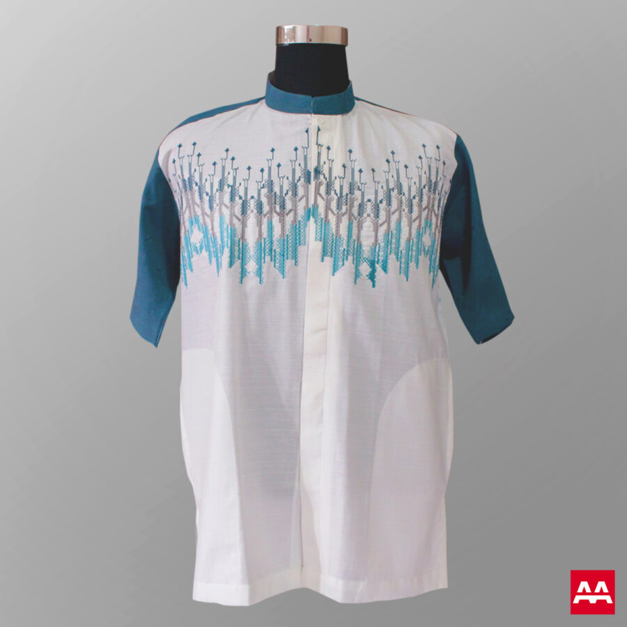 Baju koko modern trendi bordir warna hijau teal