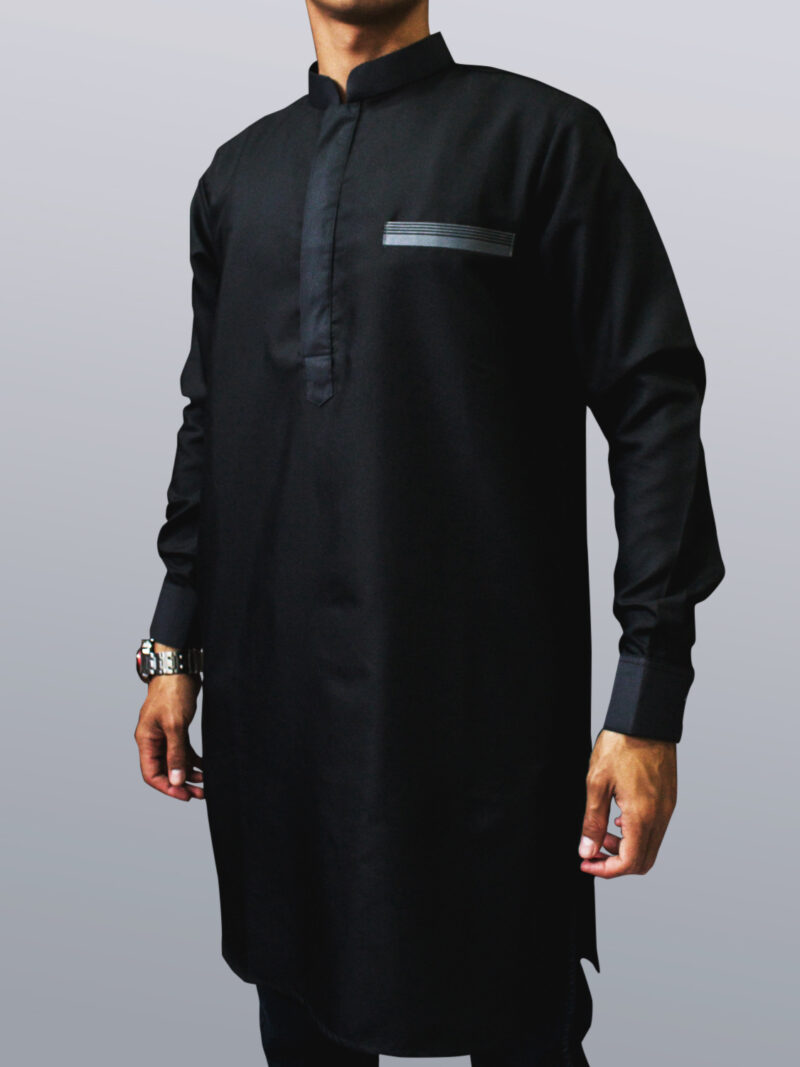 Baju kurta elegan terbaru warna hitam, baju muslim pakistan ternyaman