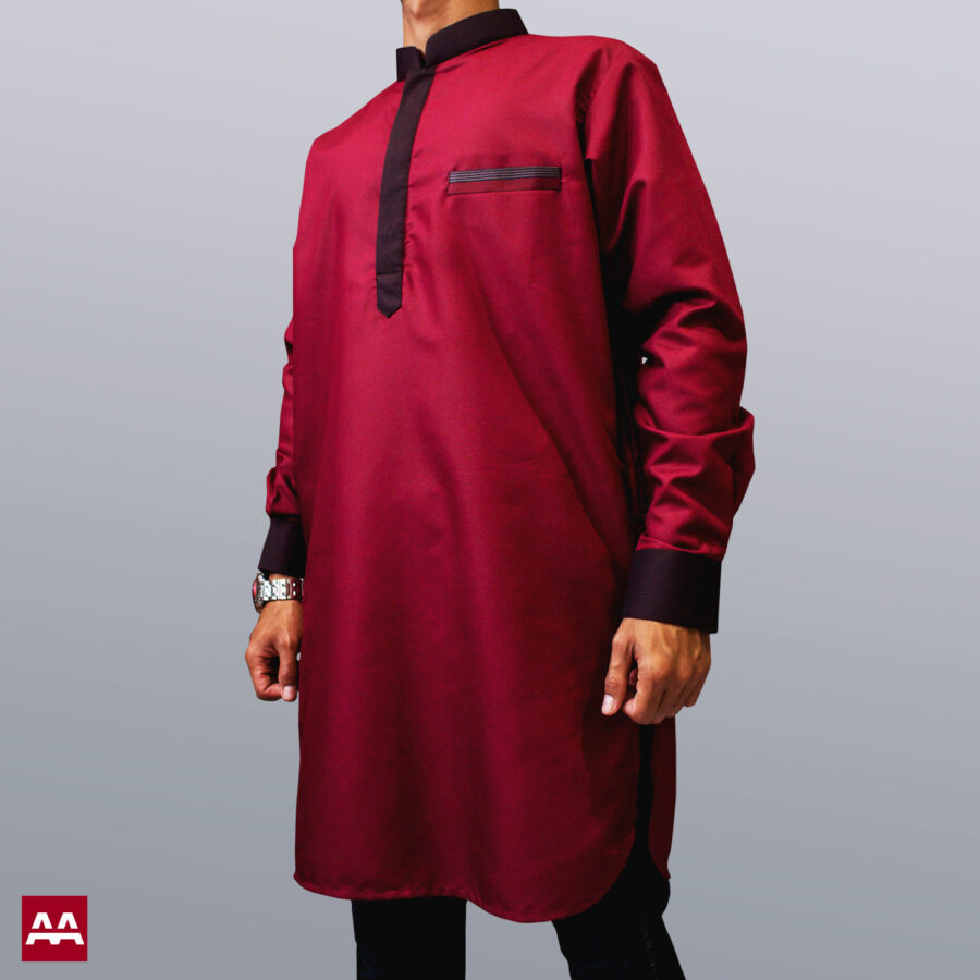 Baju kurta elegan terbaru warna merah marun, baju muslim pakistan ternyaman