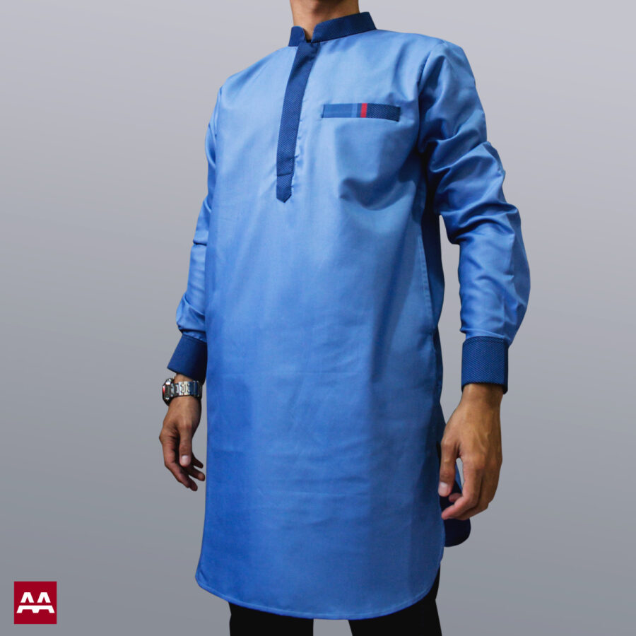 Baju kurta elegan terbaru warna biru langit, biru muda, baju muslim pakistan ternyaman