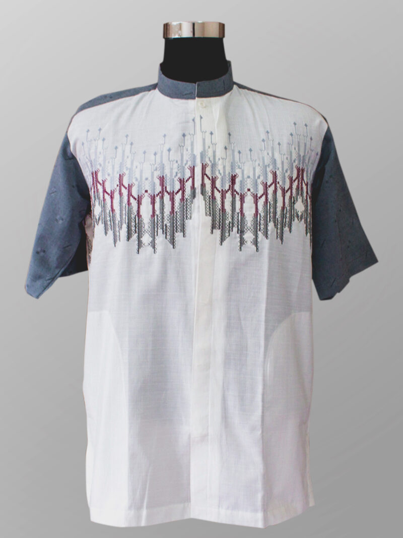 Baju koko modern trendi bordir warna abu abu muda terbaru