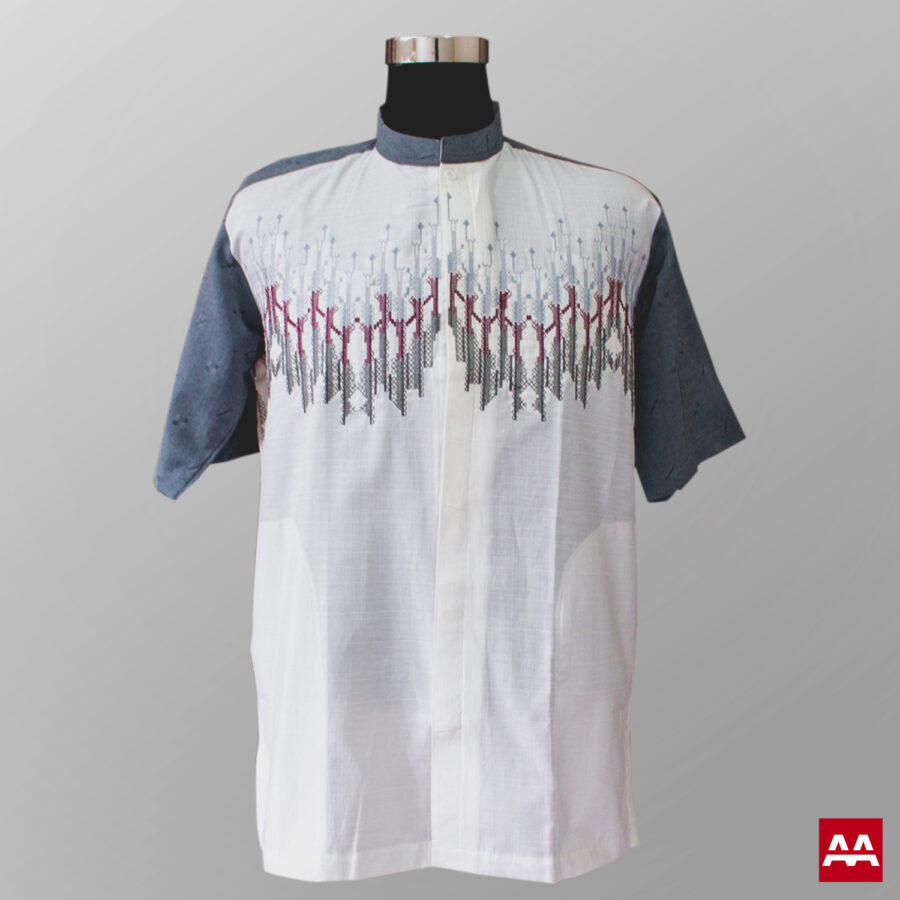 Baju koko modern trendi bordir warna abu abu muda terbaru