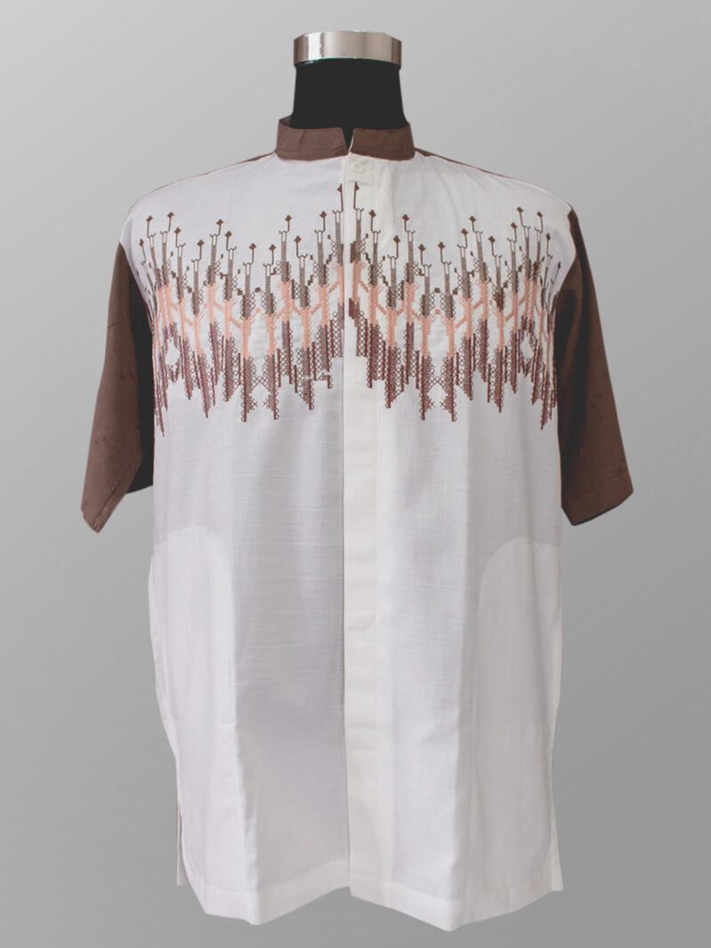 Baju koko modern trendi bordir warna coklat terbaru