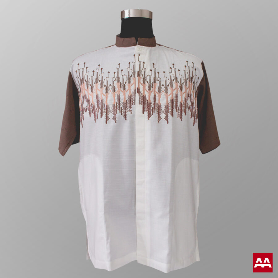 Baju koko modern trendi bordir warna coklat terbaru