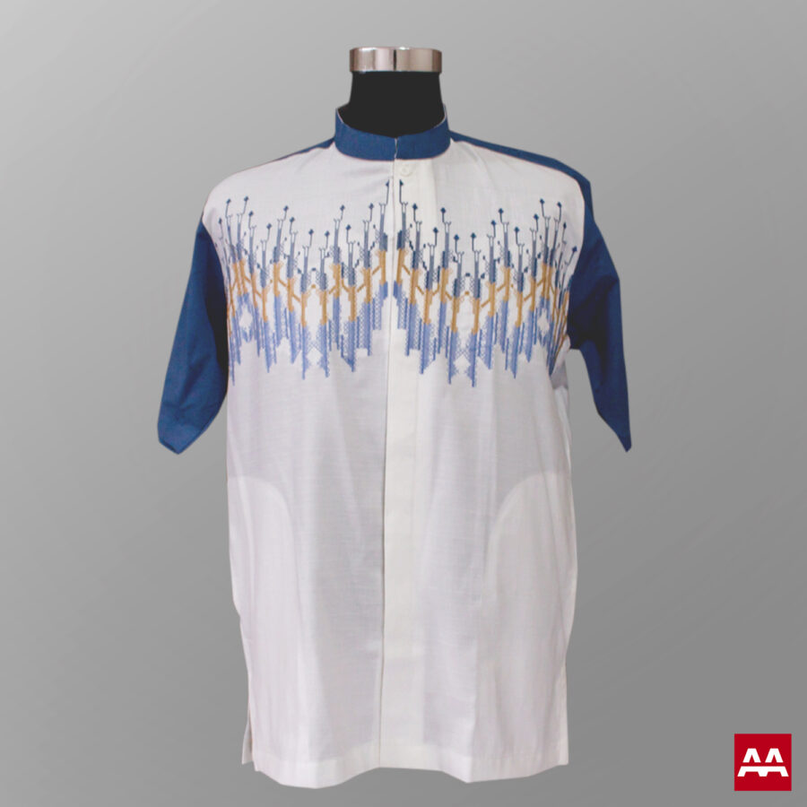 Baju koko modern trendi bordir warna biru kobalt terbaru