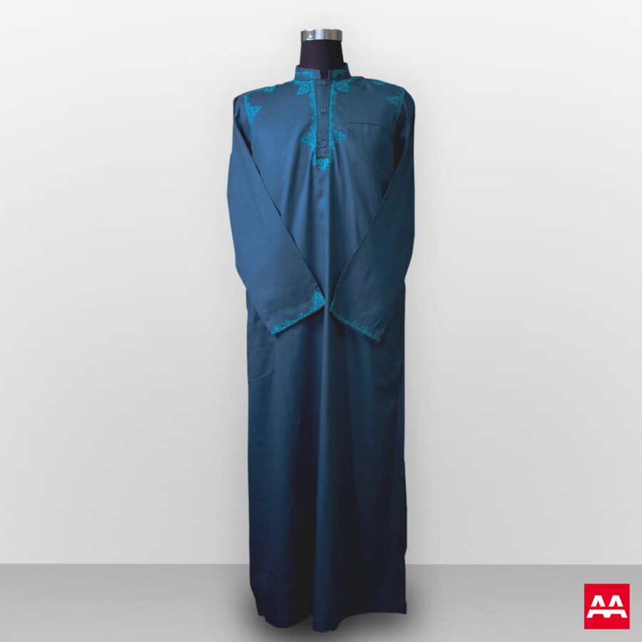 Baju gamis cowok dan pria bordir lengan panjang terbaru warna hijau elegan