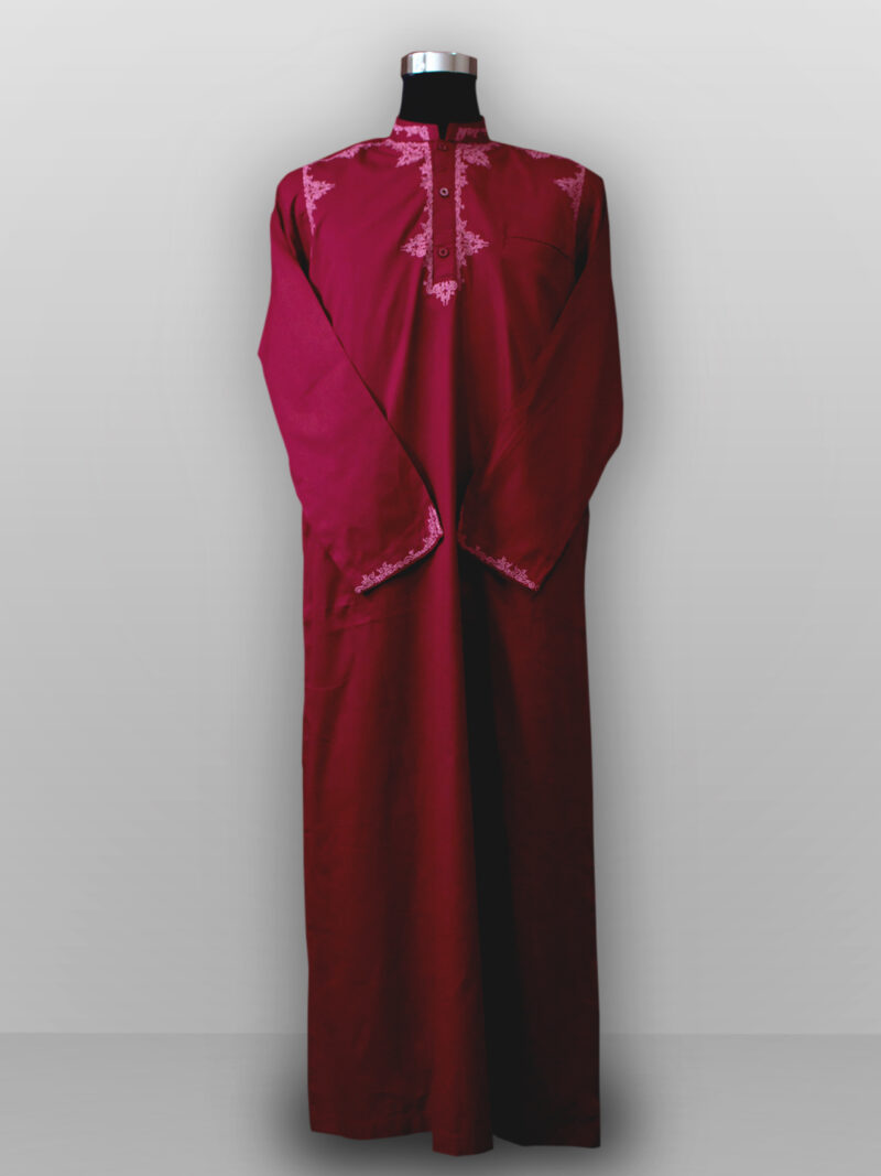 Baju gamis cowok dan pria bordir lengan panjang terbaru warna merah