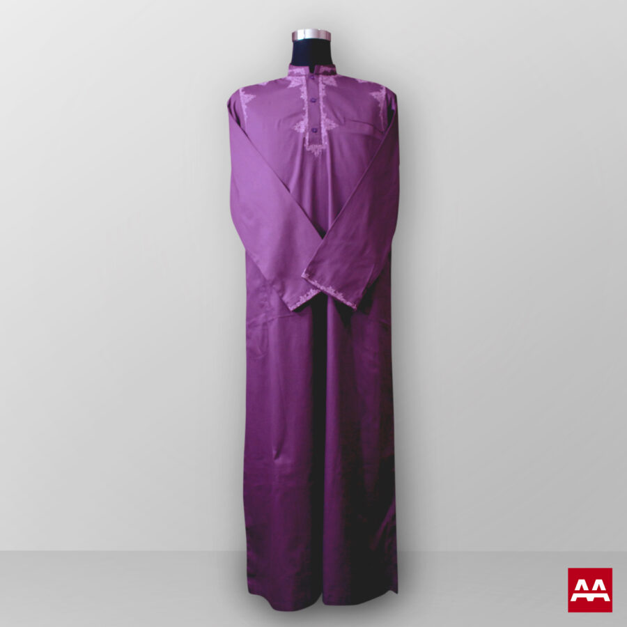 Gamis-Al-Marih-Big-Size-Bordir-Violet Baju gamis cowok dan pria bordir ungu lengan panjang terbaru