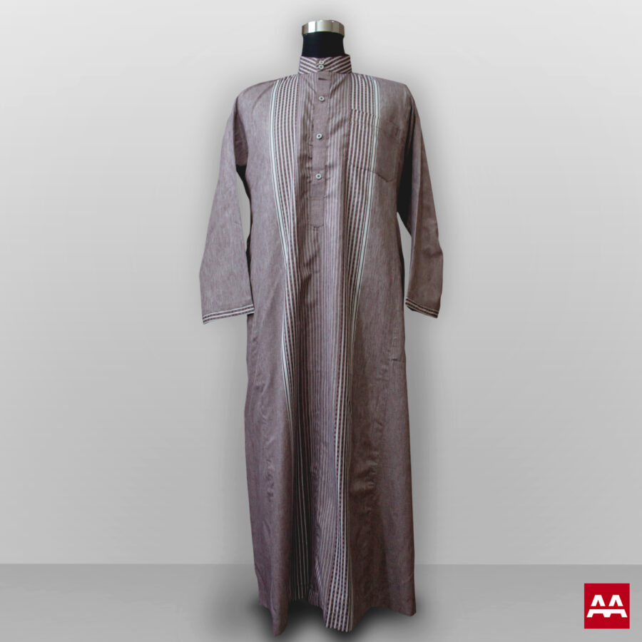 Baju gamis cowok kain halus lengan panjang warna coklat gelap