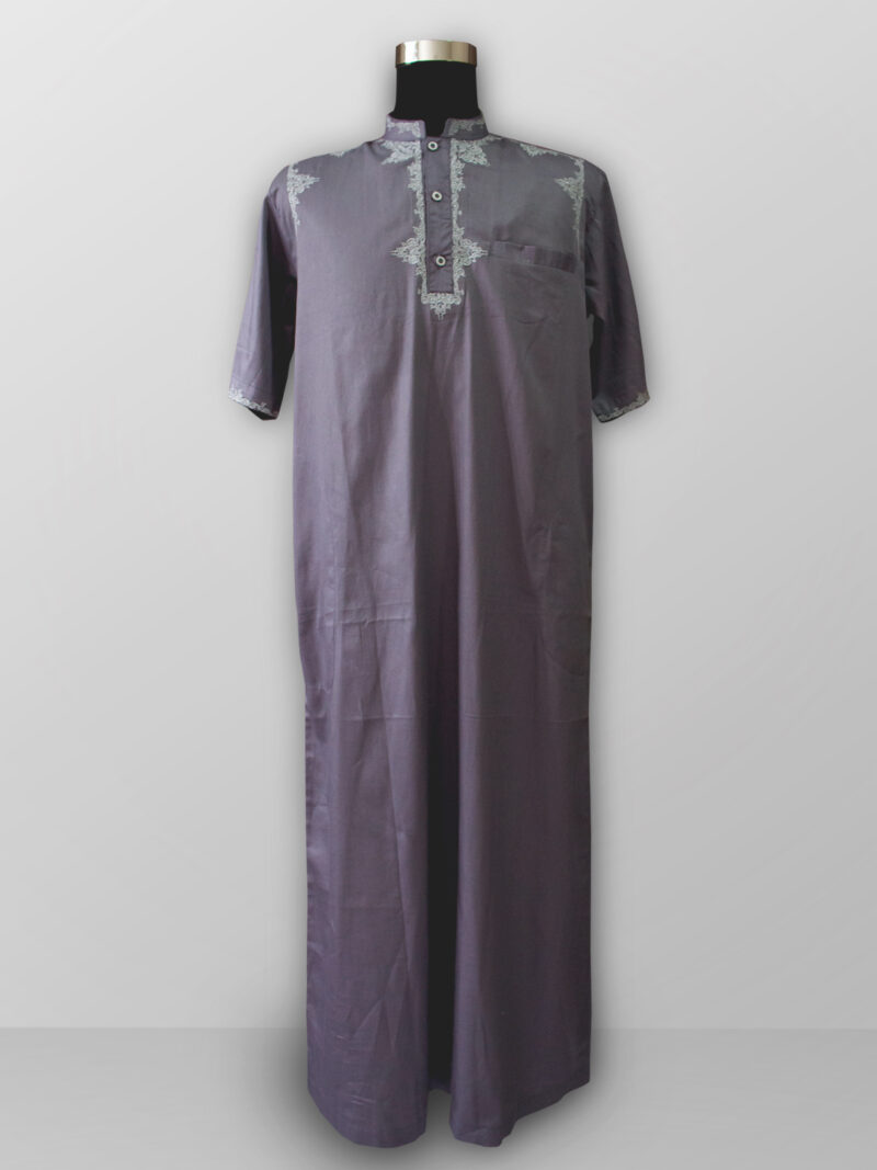 Baju gamis pria lengan panjang bordir warna abu abu terbaik