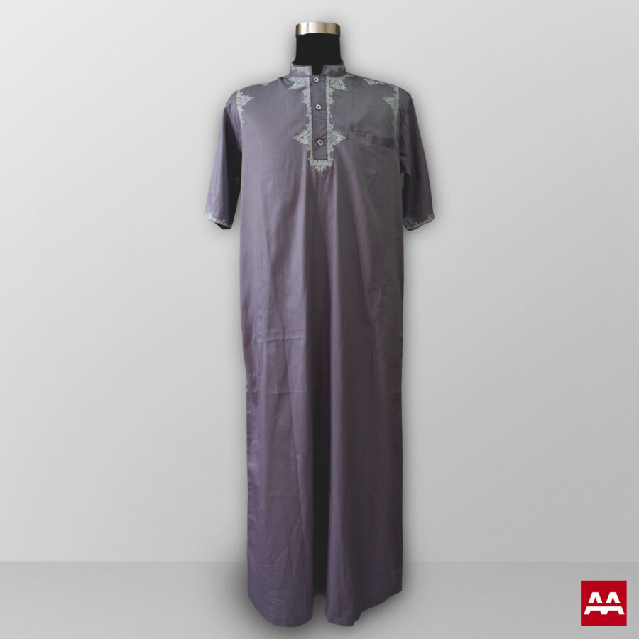 Baju gamis pria lengan panjang bordir warna abu abu terbaik