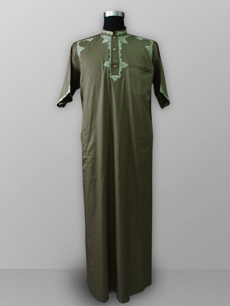 Baju gamis pria lengan panjang bordir warna hijau olive muda hijau botol terbaik
