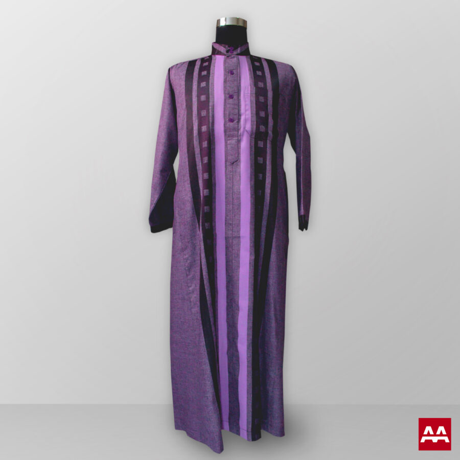 Baju gamis pria lengan panjang warna ungu kain halus terbaik