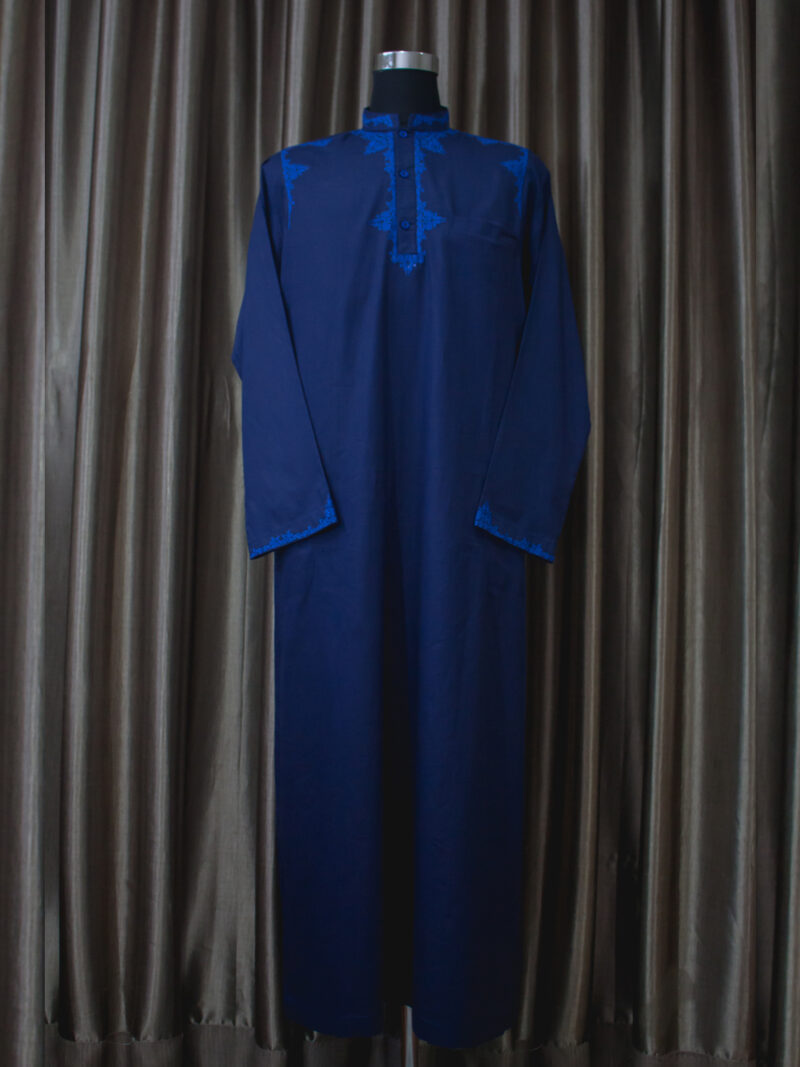 Baju gamis cowok dan pria bordir lengan panjang terbaru warna biru