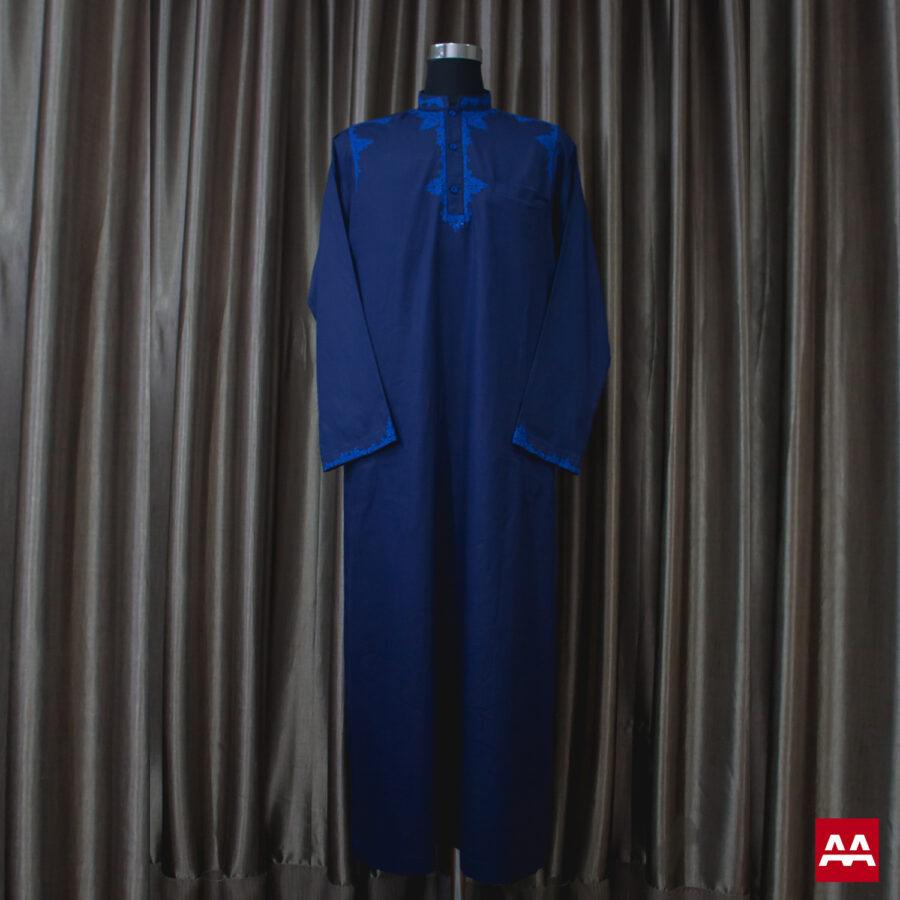 Baju gamis cowok dan pria bordir lengan panjang terbaru warna biru