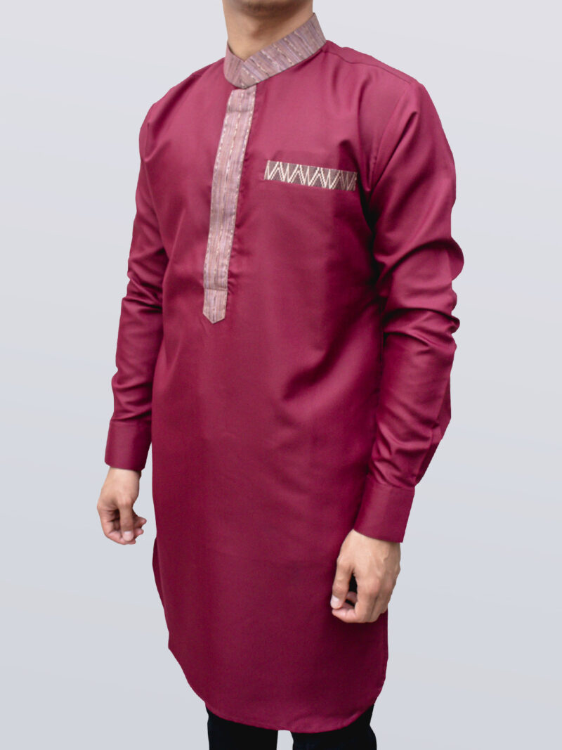 Kurta modern warna merah marun
